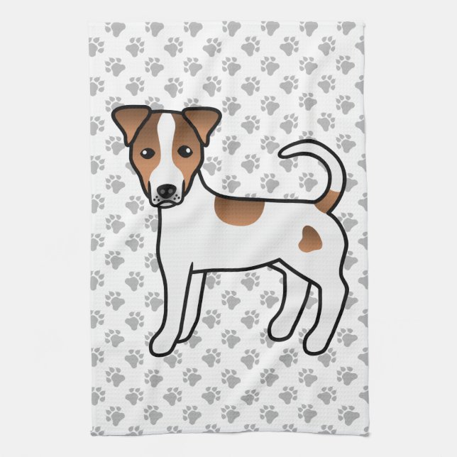 White And Tan Smooth Coat Parson Russell Terrier Kitchen Towel (Vertical)