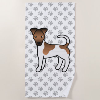 White And Tan Smooth Fox Terrier Cute Cartoon Dog Beach Towel