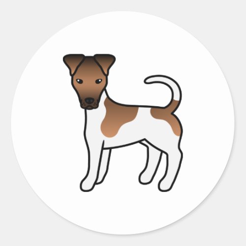White And Tan Smooth Fox Terrier Cute Cartoon Dog Classic Round Sticker