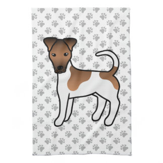 White And Tan Smooth Fox Terrier Cute Cartoon Dog Kitchen Towel
