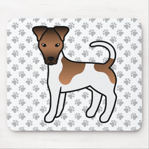 White And Tan Smooth Fox Terrier Cute Cartoon Dog Mouse Pad