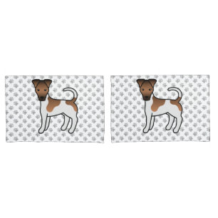 White And Tan Smooth Fox Terrier Cute Cartoon Dog Pillow Case