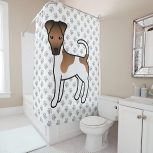 White And Tan Smooth Fox Terrier Cute Cartoon Dog Shower Curtain