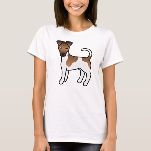 White And Tan Smooth Fox Terrier Cute Cartoon Dog T_Shirt