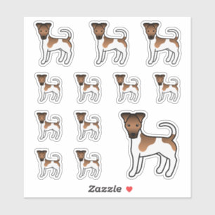 White And Tan Smooth Fox Terrier Cute Cartoon Dogs Sticker
