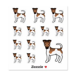 White And Tan Smooth Fox Terrier Cute Cartoon Dogs Sticker