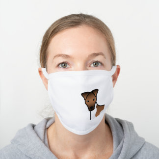 White And Tan Smooth Fox Terrier Cute Dog Head White Cotton Face Mask