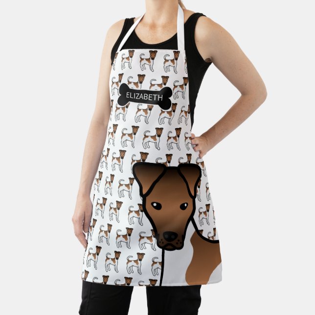 White And Tan Smooth Fox Terrier Cute Dog & Name Apron (Insitu)