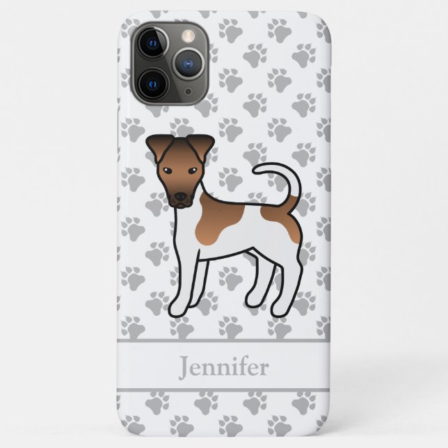 White And Tan Smooth Fox Terrier Cute Dog & Name Case-Mate iPhone Case (Back)