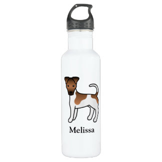 White And Tan Smooth Fox Terrier Cute Dog &amp; Name Stainless Steel Water Bottle