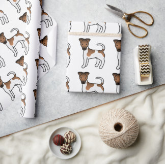 White And Tan Smooth Fox Terrier Cute Dog Pattern Wrapping Paper