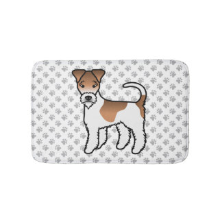 White And Tan Wire Fox Terrier Cute Cartoon Dog Bath Mat