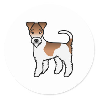 White And Tan Wire Fox Terrier Cute Cartoon Dog Classic Round Sticker