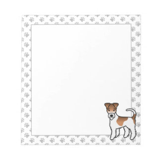 White And Tan Wire Fox Terrier Cute Cartoon Dog Notepad