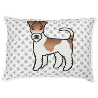 White And Tan Wire Fox Terrier Cute Cartoon Dog Pet Bed