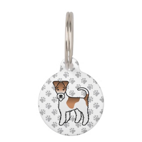 White And Tan Wire Fox Terrier Cute Cartoon Dog Pet ID Tag