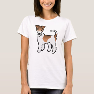 White And Tan Wire Fox Terrier Cute Cartoon Dog T-Shirt