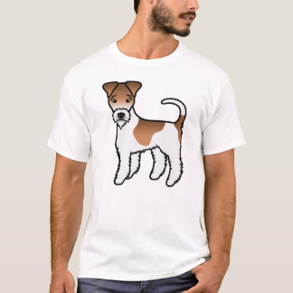 White And Tan Wire Fox Terrier Cute Cartoon Dog T-Shirt