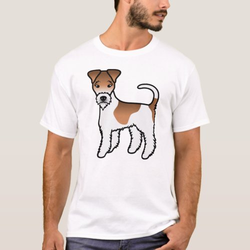 White And Tan Wire Fox Terrier Cute Cartoon Dog T_Shirt