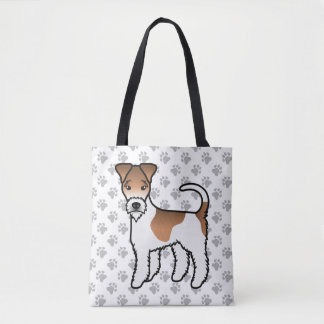 White And Tan Wire Fox Terrier Cute Cartoon Dog Tote Bag