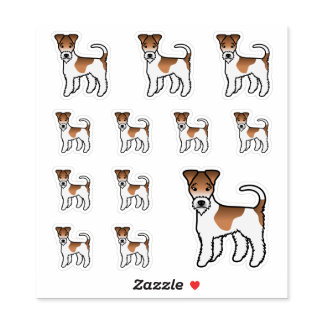 White And Tan Wire Fox Terrier Cute Cartoon Dogs Sticker