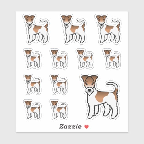 White And Tan Wire Fox Terrier Cute Cartoon Dogs Sticker