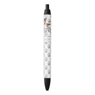 White And Tan Wire Fox Terrier Cute Dog & Name Pen