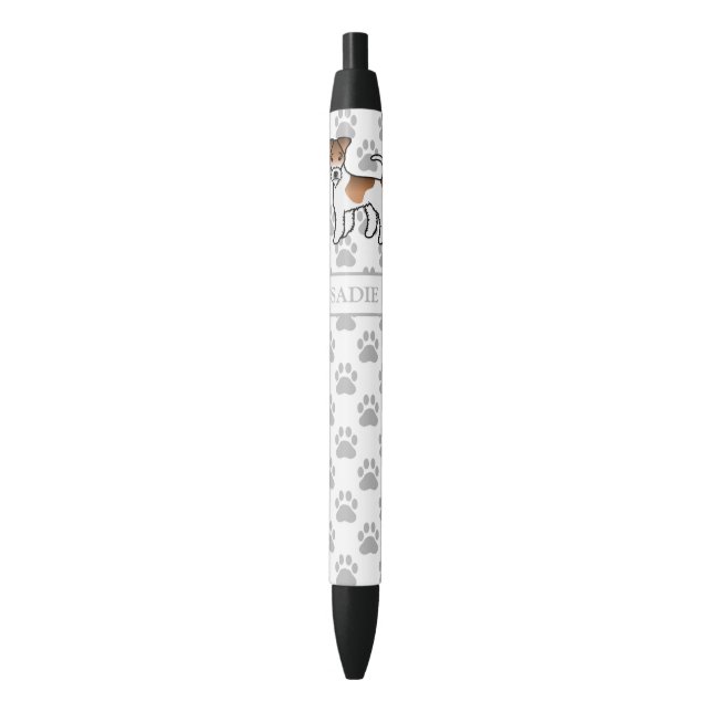 White And Tan Wire Fox Terrier Cute Dog & Name Pen (Front Vertical)