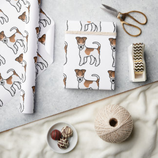 White And Tan Wire Fox Terrier Cute Dog Pattern Wrapping Paper