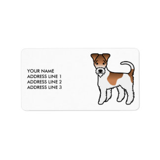 White And Tan Wire Fox Terrier Cute Dog &amp; Text Label