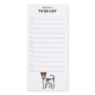 White And Tan Wire Fox Terrier Dog To Do List Magnetic Notepad