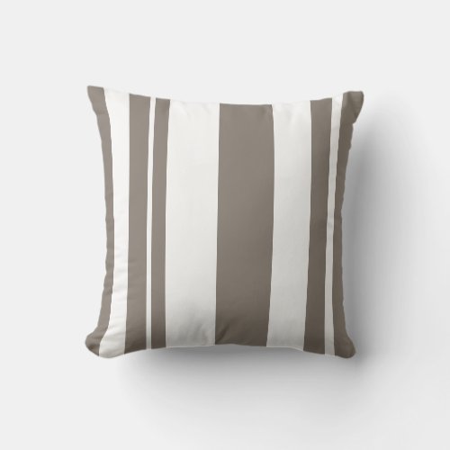 White and Taupe Striped throw pillow