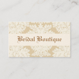 White and Taupe w/ Cream Damask Business Cards