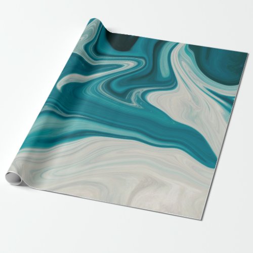 White and teal abstract painting wrapping paper