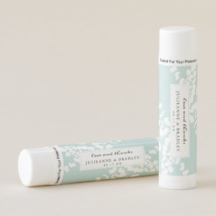 White and Teal Eucalyptus Greenery Wedding Favor Lip Balm