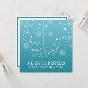 White and Teal Minimalist Christmas Invitation