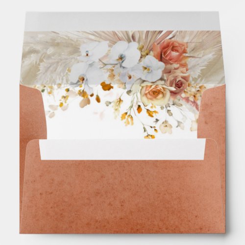White and Terracotta Floral Elegant Botanical Enve Envelope