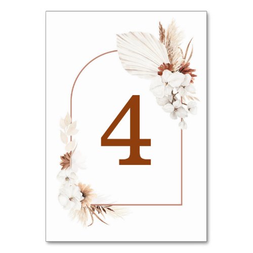 White and Terracotta Floral Table Number Cards