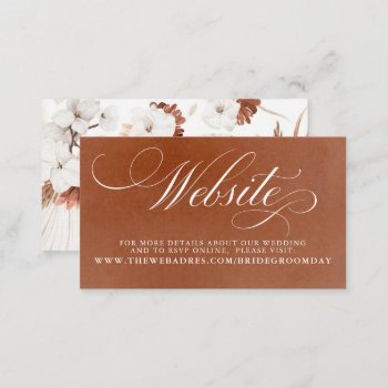 White And Terracotta Floral Wedding Website Card by lovelywow at Zazzle