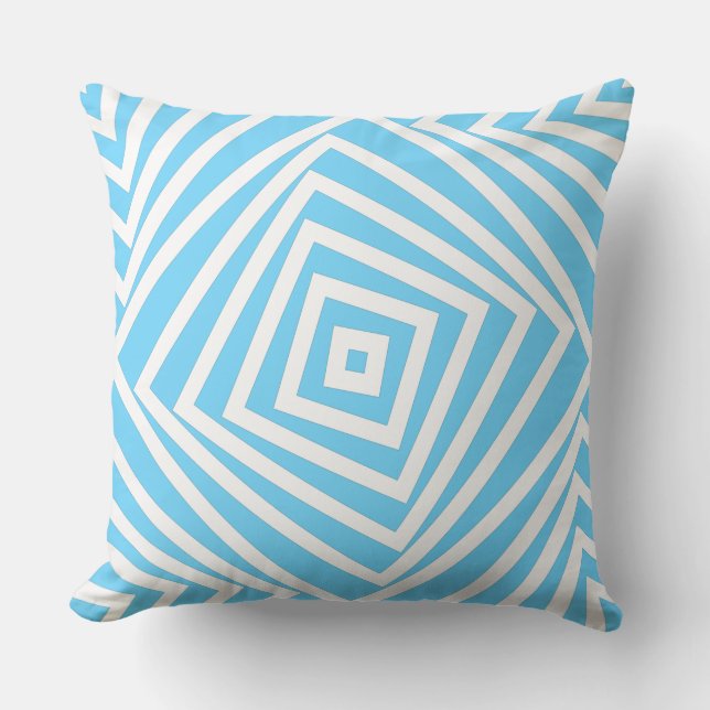 White and Turquoise Box Spiral - Throw Pillow (Front)