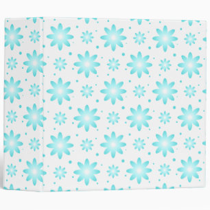 White and turquoise delicate daisy, dots pattern 3 ring binder