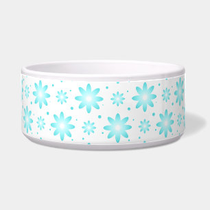 White and turquoise delicate daisy, dots pattern bowl