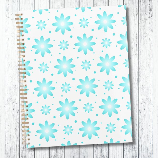 White and turquoise delicate daisy, dots pattern  planner (Creator Uploaded)