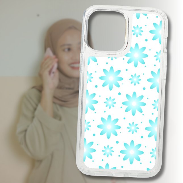 White and turquoise delicate daisy, dots pattern  speck iPhone 12 pro max case (Creator Uploaded)