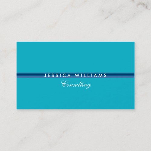 White And Turquoise Stripes Reversible Business Card