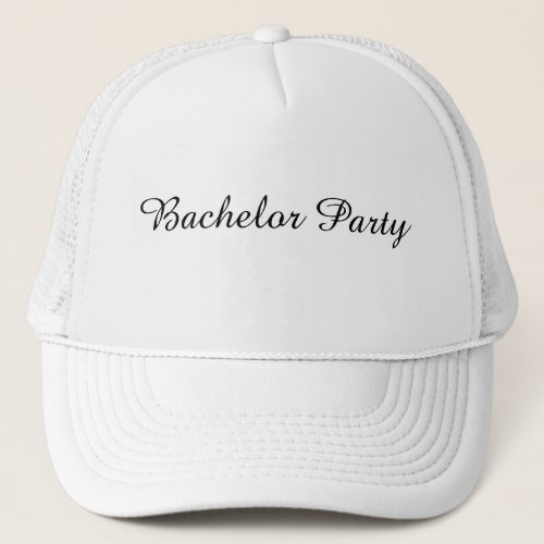 White and White Color Bachelor Party Text Trucker Hat