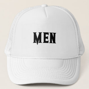 White and White MEN Text Handsome Men's Boys Trucker Hat
