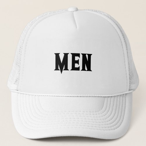 White and White MEN Text Handsome Mens Boys Trucker Hat