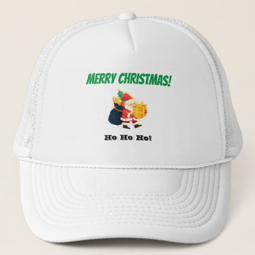 White and White Merry Christmas Magic_Cap Top Trucker Hat