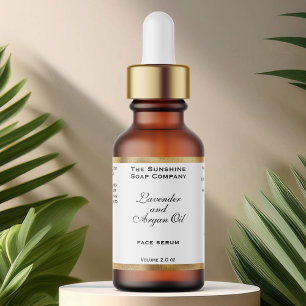 White and Woven Gold Foil Cosmetics Dropper Bottle Label